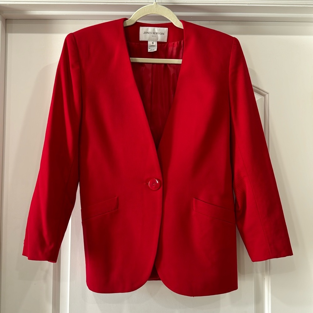 Vintage Jones New York Classic Red Wool Suit Blazer